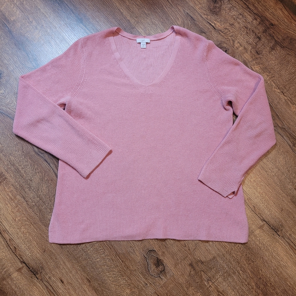 J. JILL pink knit v neck sweater